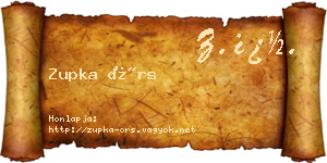 Zupka Örs névjegykártya